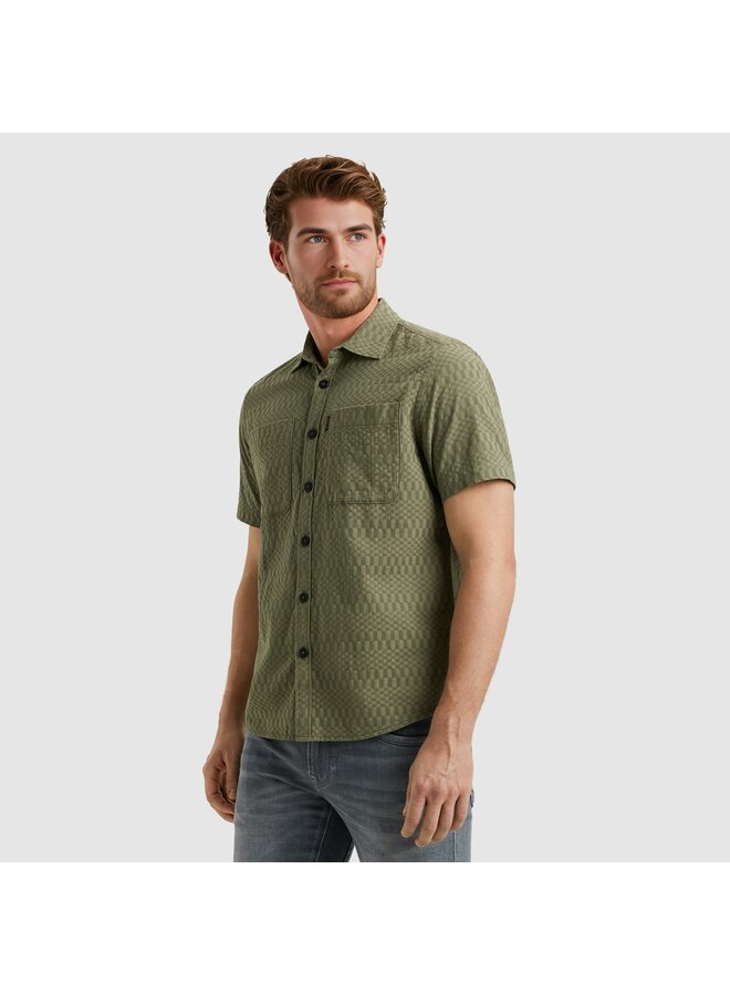 PSIS2504214 6149 PME Legend Short Sleeve Shirt Jacquard Deep Lichen Green