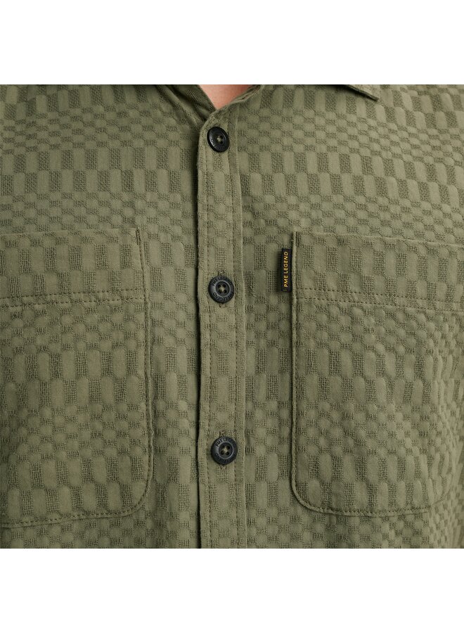 PSIS2504214 6149 PME Legend Short Sleeve Shirt Jacquard Deep Lichen Green