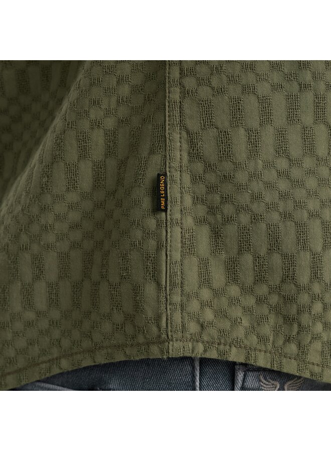 PSIS2504214 6149 PME Legend Short Sleeve Shirt Jacquard Deep Lichen Green