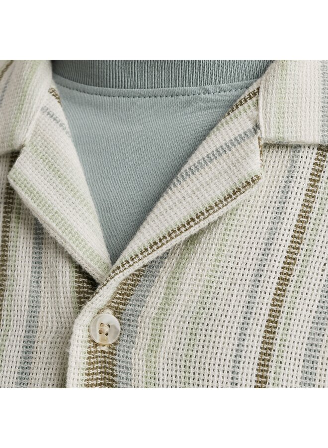 CSIS2505282 7014 Cast Iron Short Sleeve Shirt YD stripe structure Silver Birch