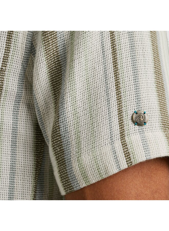CSIS2505282 7014 Cast Iron Short Sleeve Shirt YD stripe structure Silver Birch