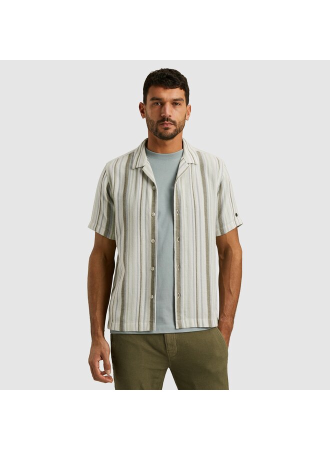 CSIS2505282 7014 Cast Iron Short Sleeve Shirt YD stripe structure Silver Birch