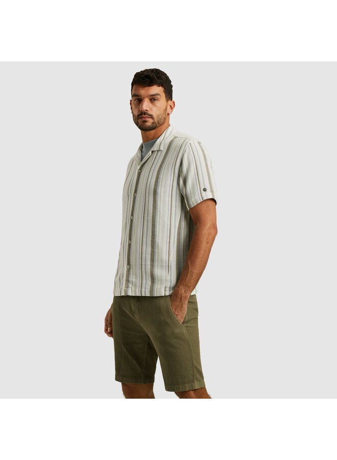 CSIS2505282 7014 Cast Iron Short Sleeve Shirt YD stripe structure Silver Birch