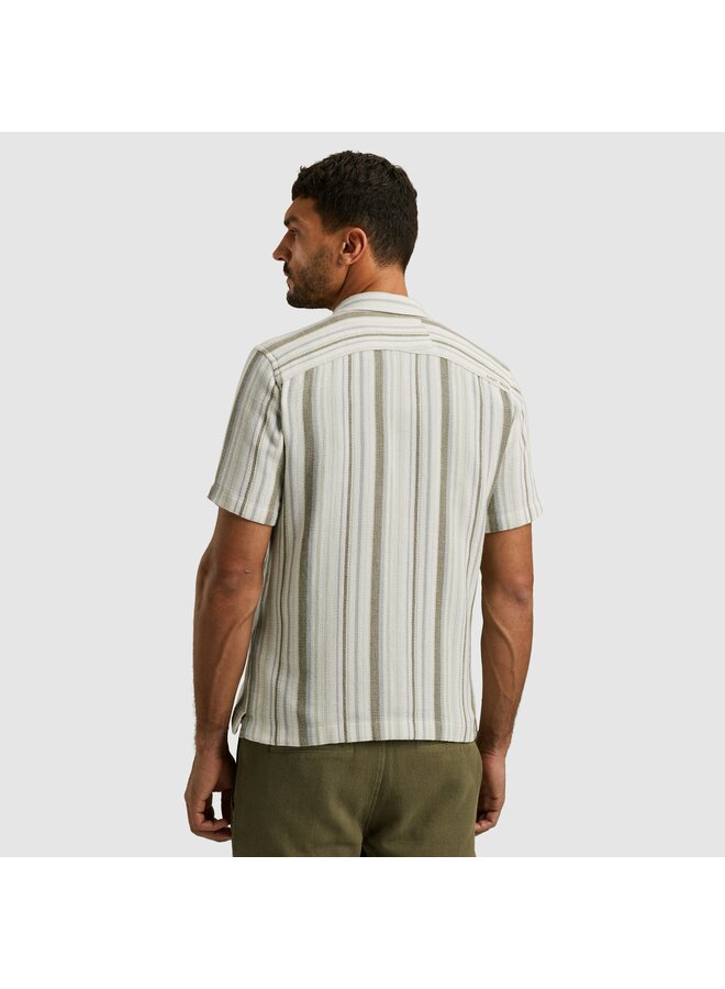 CSIS2505282 7014 Cast Iron Short Sleeve Shirt YD stripe structure Silver Birch