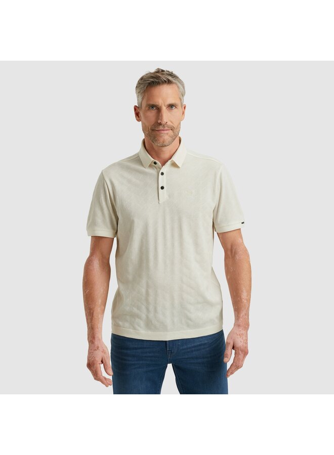 VPSS2505879 7004 Vanguard Short sleeve polo jacquard mercerised pique Cloud Dancer