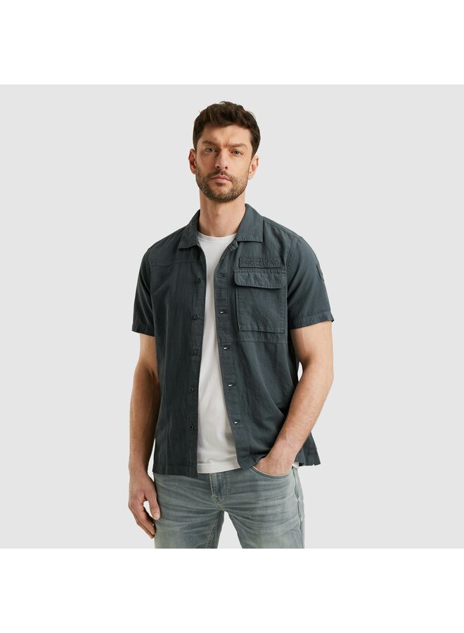 PSIS2505230 9076 PME Legend Short Sleeve Shirt Ctn linen Dark Slate