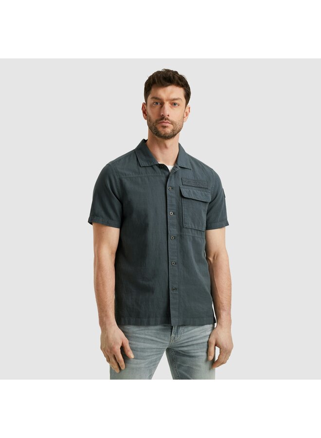 PSIS2505230 9076 PME Legend Short Sleeve Shirt Ctn linen Dark Slate