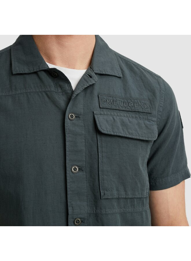 PSIS2505230 9076 PME Legend Short Sleeve Shirt Ctn linen Dark Slate