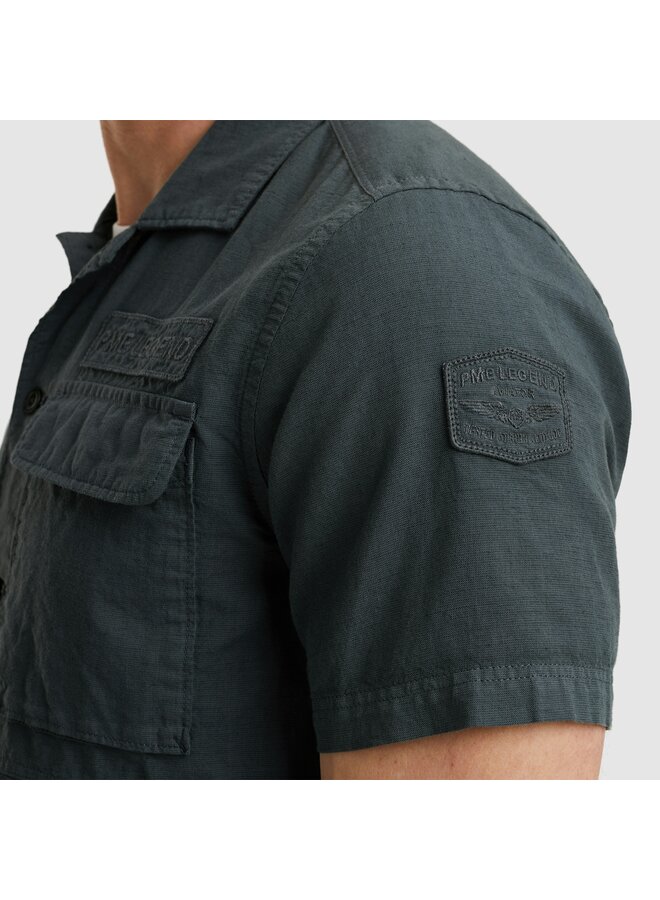 PSIS2505230 9076 PME Legend Short Sleeve Shirt Ctn linen Dark Slate