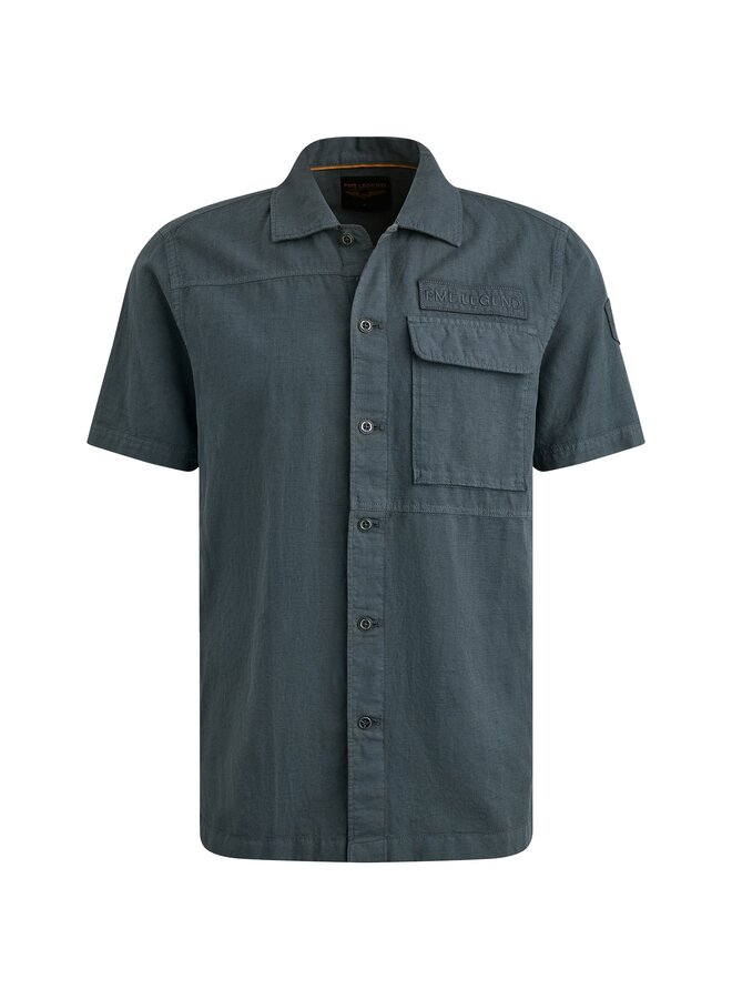 PSIS2505230 9076 PME Legend Short Sleeve Shirt Ctn linen Dark Slate