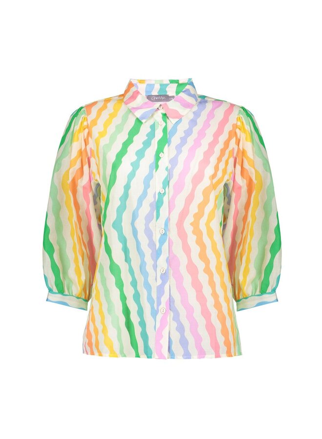 53467-20 010 Geisha Blouse off-white/yellow/coral