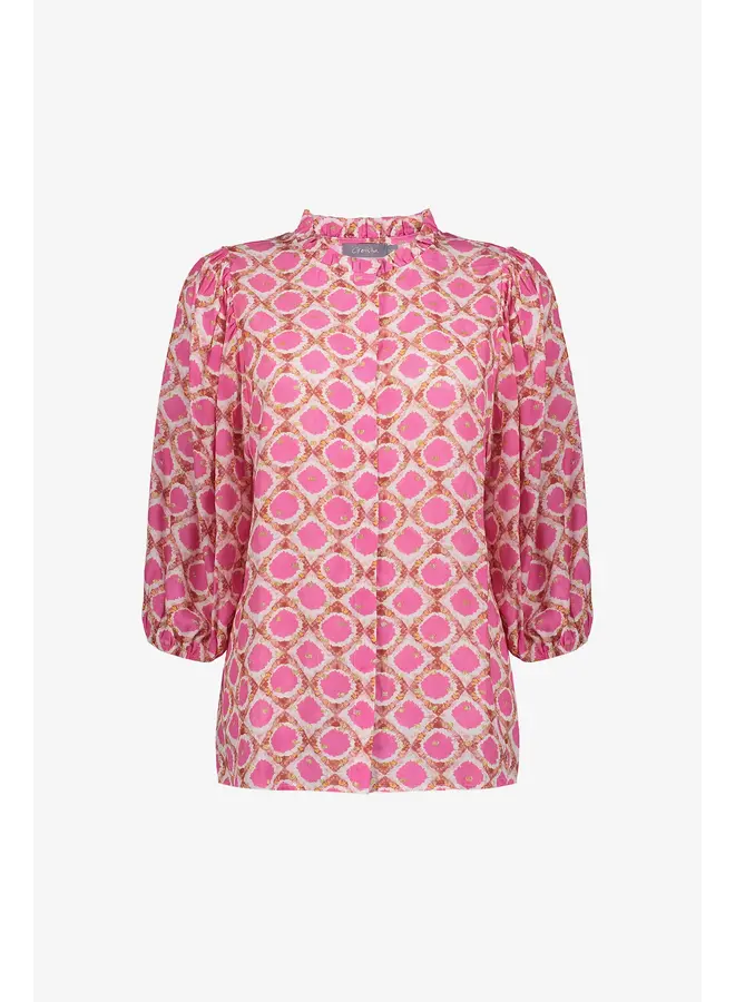 53459-20 010 Geisha Blouse  off-white Fuchsia