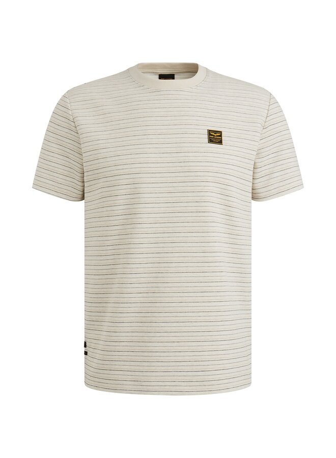 PTSS2506555 7013 PME Legend Short sleeve r-neck textured yd stripe Bone White
