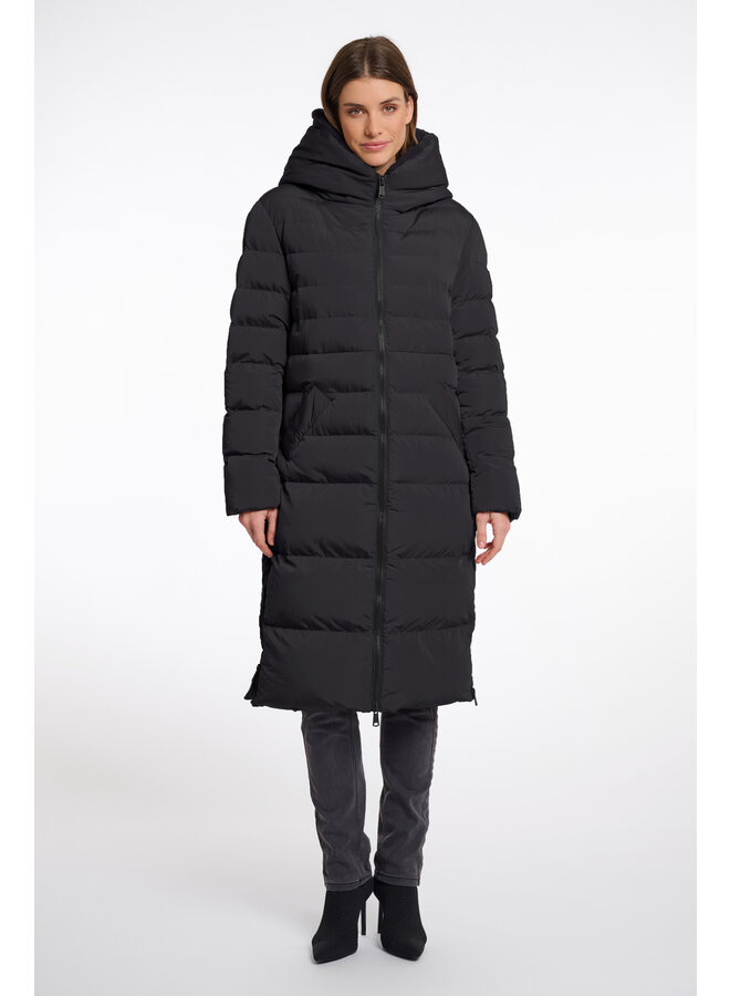 Keilafur.7002511 Rino & Pelle Long padded hooded coat with faux fur  Black stone