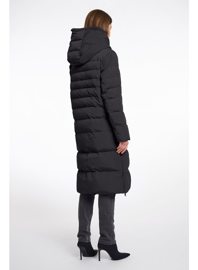 Keilafur.7002511 Rino & Pelle Long padded hooded coat with faux fur  Black stone