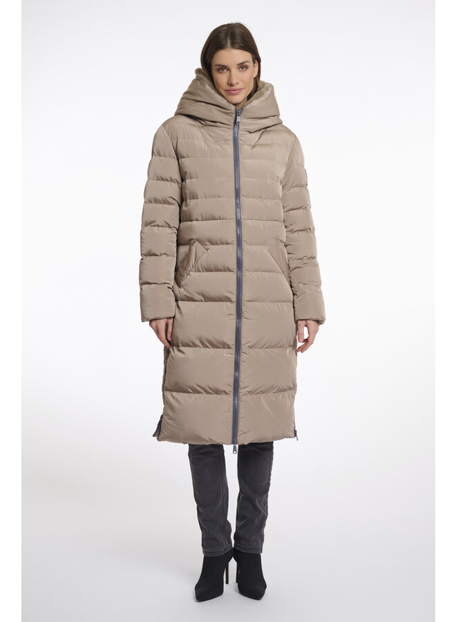 Keilafur.7002511 Rino & Pelle Long padded hooded coat with faux fur  Toffee