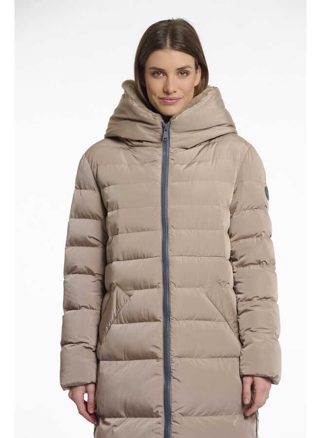 Keilafur.7002511 Rino & Pelle Long padded hooded coat with faux fur  Toffee