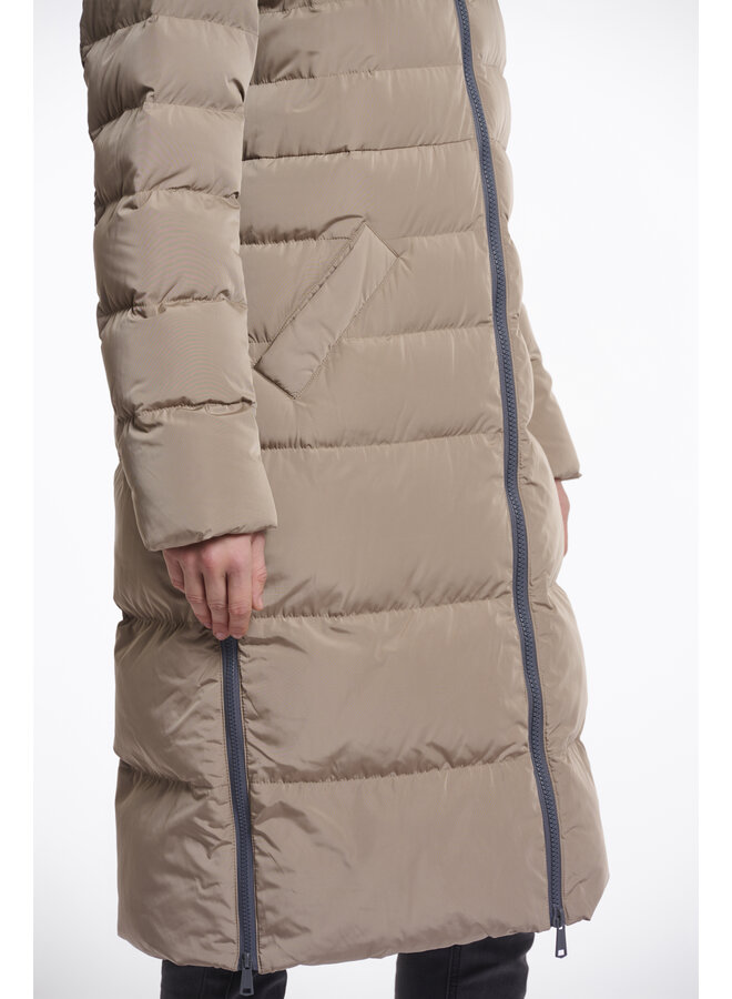 Keilafur.7002511 Rino & Pelle Long padded hooded coat with faux fur  Toffee