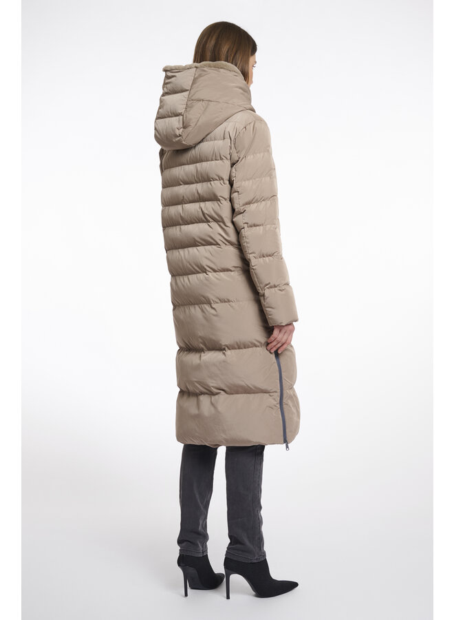 Keilafur.7002511 Rino & Pelle Long padded hooded coat with faux fur  Toffee