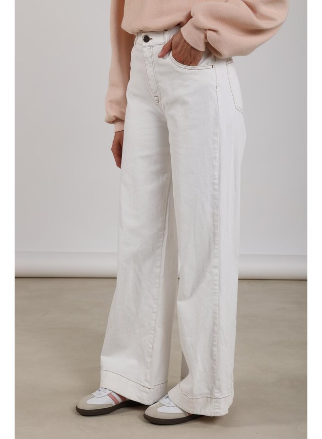 NKF09051 17 Nukus Abby Pants Denim Embroidery Off White