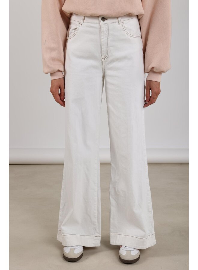 NKF09051 17 Nukus Abby Pants Denim Embroidery Off White