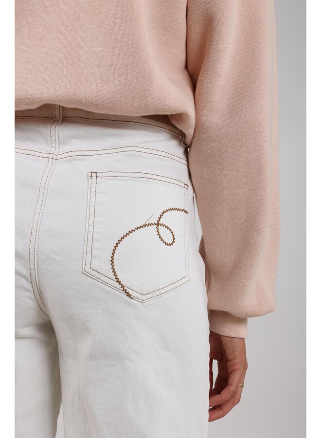 NKF09051 17 Nukus Abby Pants Denim Embroidery Off White