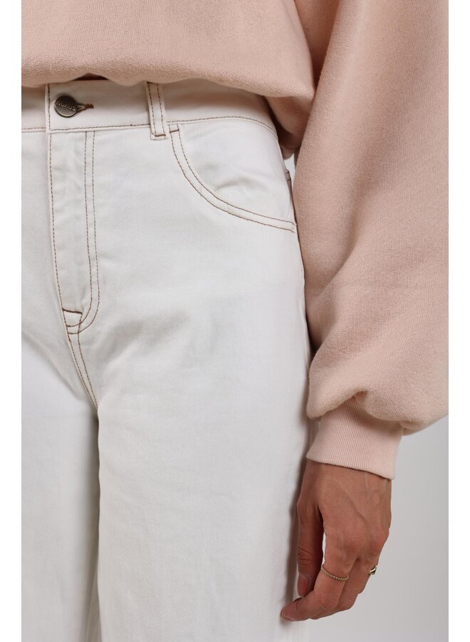 NKF09051 17 Nukus Abby Pants Denim Embroidery Off White