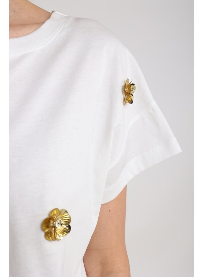 NKF04007 17 Nukus Pearly Shirt Flower Off White