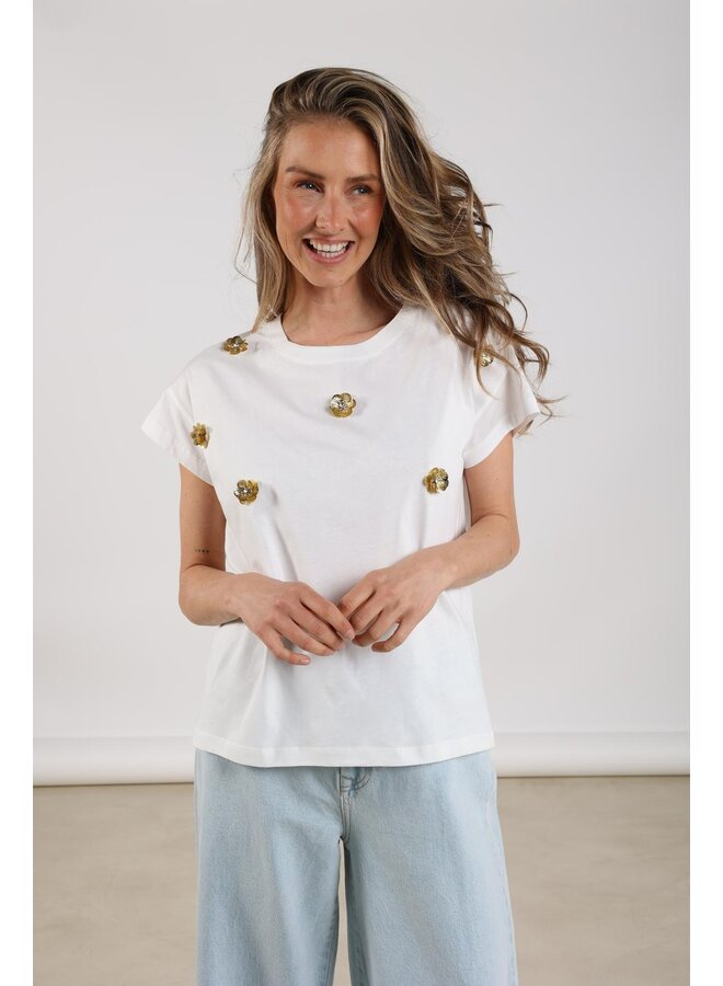 NKF04007 17 Nukus Pearly Shirt Flower Off White