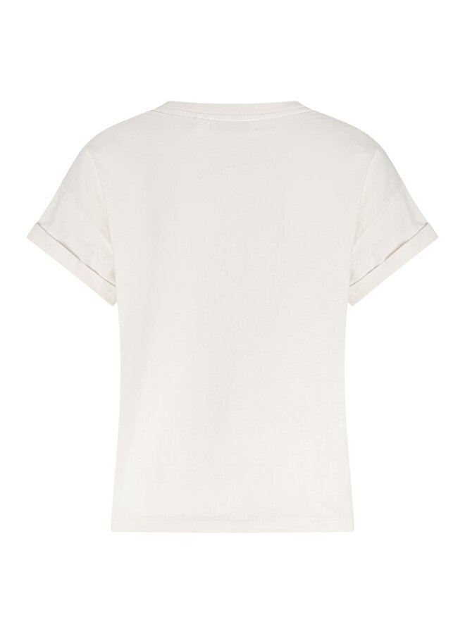 NKF04004 126 Nukus Rimona Shirt Paillet Flower Offwhite/Gold