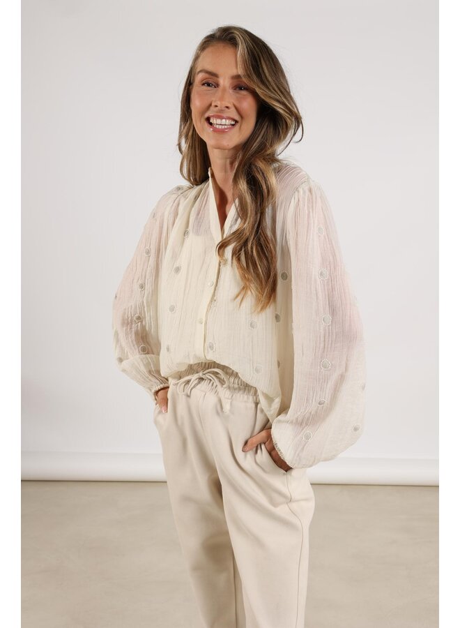 NKF02059 17 Nukus Rosan Blouse Embroidery Off White