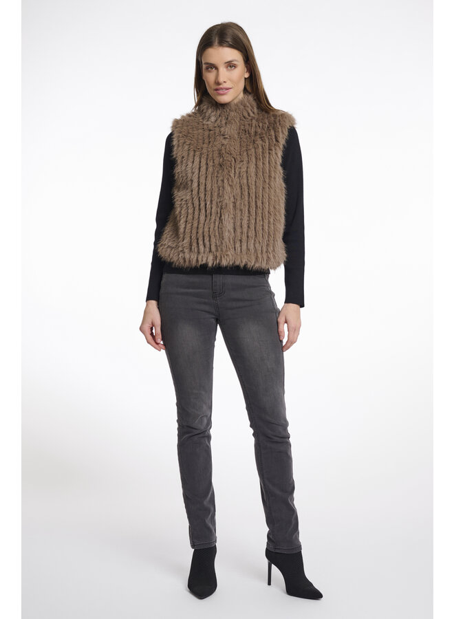 Dava.7002511 Rino en Pelle Gilet with closure  Toffee