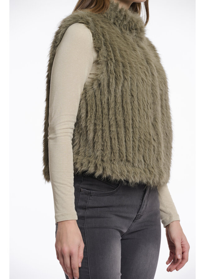 Dava.7002511 Rino en Pelle Gilet with closure  Green ash