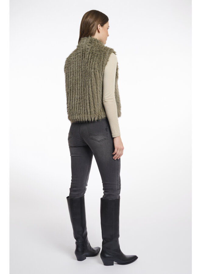 Dava.7002511 Rino en Pelle Gilet with closure  Green ash