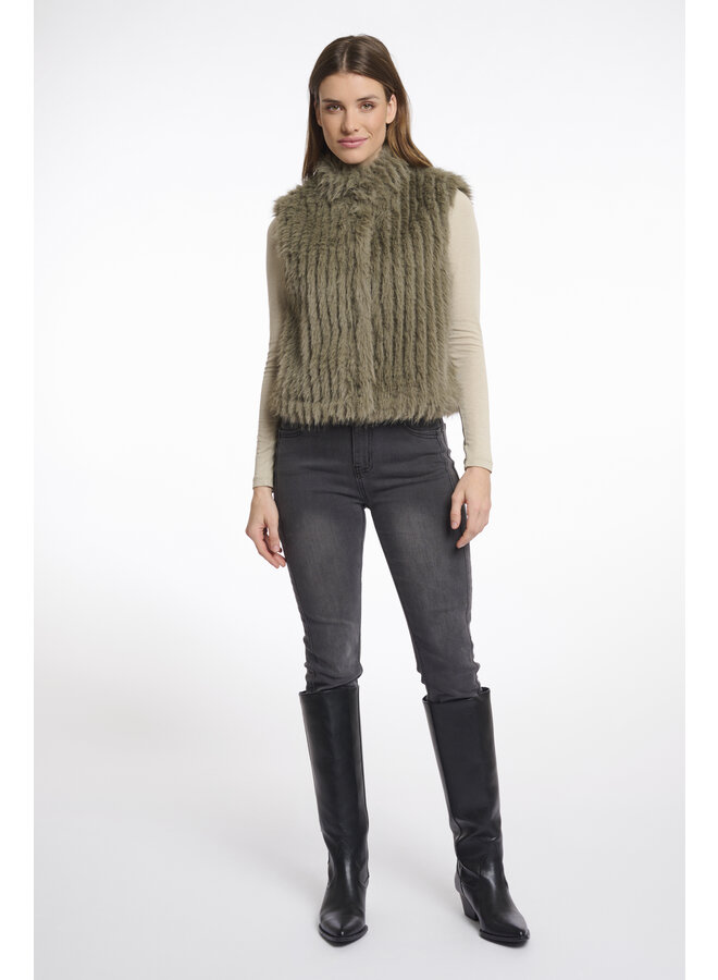 Dava.7002511 Rino en Pelle Gilet with closure  Green ash