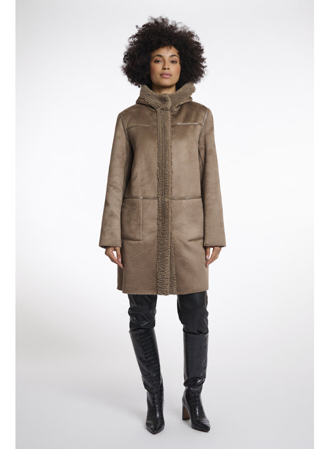 Alina.7002511 Rino en Pelle Reversible hooded coat  Toffee