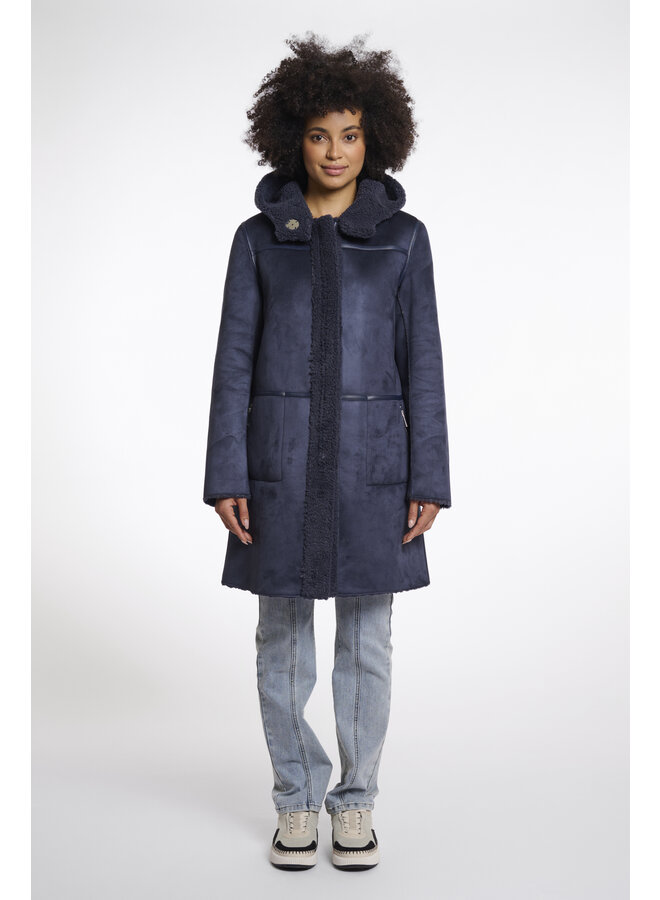 Alina.7002511 Rino en Pelle Reversible hooded coat  Night grey