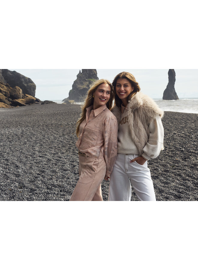 NKF02024 266 Nukus Sorrento Blouse Flower Dusty Pink
