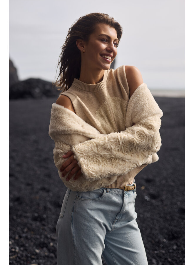 NKF07000 9 Nukus Intarsia Spencer Sand