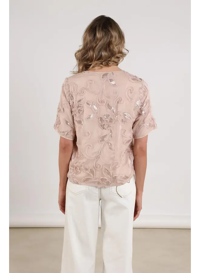 NKF01059 266 Nukus Octavia Top Paillet Dusty Pink