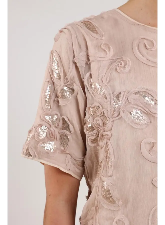 NKF01059 266 Nukus Octavia Top Paillet Dusty Pink