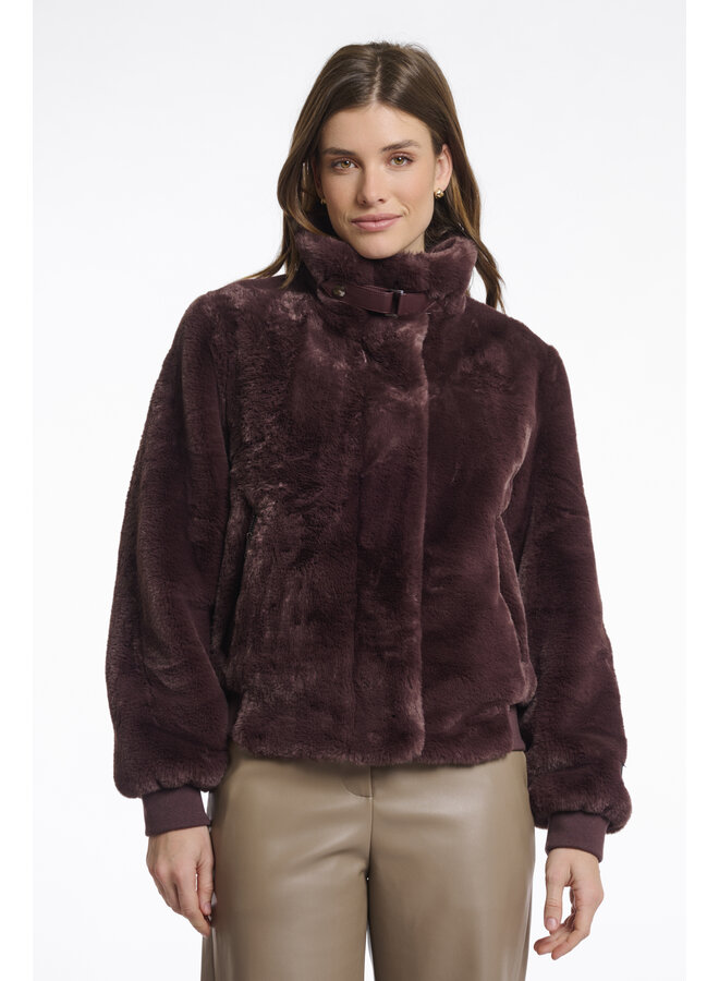 Ambra.7002511 Rino en Pelle Short fake fur jacket  Chocolate bean
