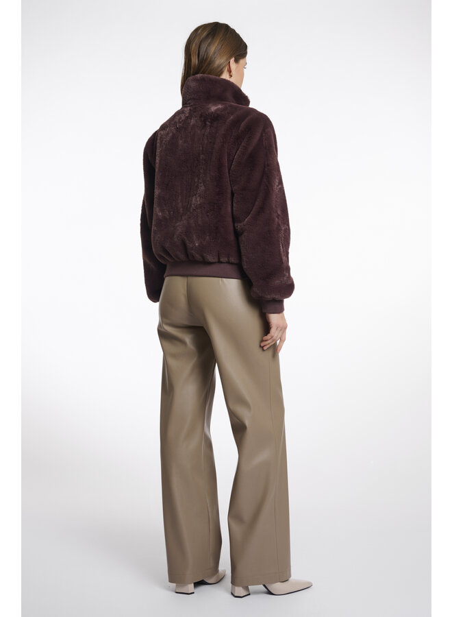 Ambra.7002511 Rino en Pelle Short fake fur jacket  Chocolate bean