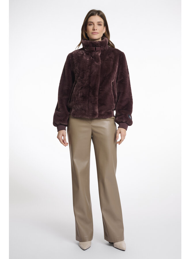 Ambra.7002511 Rino en Pelle Short fake fur jacket  Chocolate bean
