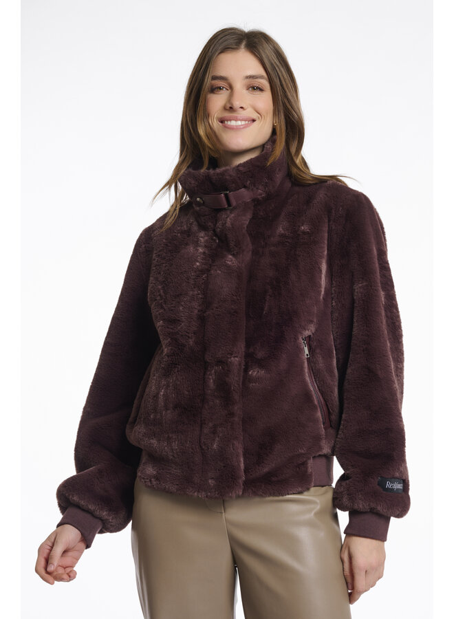 Ambra.7002511 Rino en Pelle Short fake fur jacket  Chocolate bean