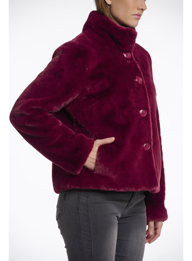 Vie.7002511 Rino en Pelle Single breasted fake fur jacket  Sugar plum