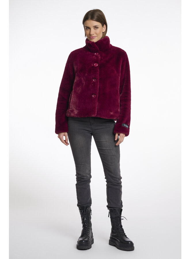 Vie.7002511 Rino en Pelle Single breasted fake fur jacket  Sugar plum