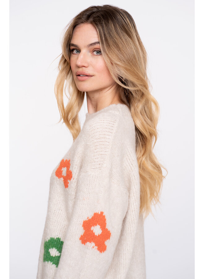 54598-70 010 Geisha Pullover flowers off-white/fuchsia/orange/green