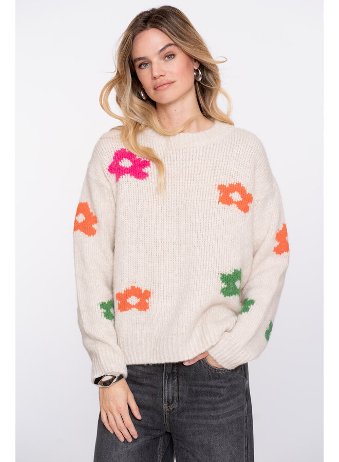 54598-70 010 Geisha Pullover flowers off-white/fuchsia/orange/green