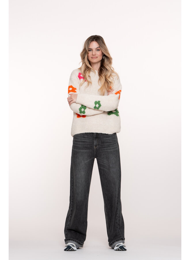 54598-70 010 Geisha Pullover flowers off-white/fuchsia/orange/green